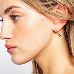 NWT Golden Minimalist Safety Pin Earring Studs